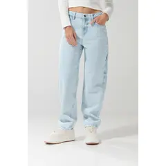 KOAJ - Jean balloon tipo carpintero azul con tiro alto Mujer