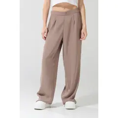 KOAJ - Pantalón palazzo kaki intenso con tiro alto Mujer