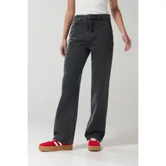 KOAJ - Jean 90´S bota recta gris oscuro tiro alto con bolsillo Mujer