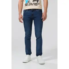 KOAJ - Jean skinny tiro bajo azul con cremallera y ajuste ceñ Hombre