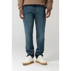 KOAJ - Jean 90´S azul oscuro con bota recta, tiro bajo y crema Hombre