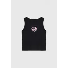 KOAJ - Camiseta negra manga sisa con estampado de Kuromi Niña