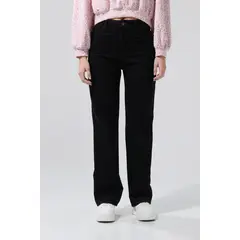 KOAJ - Jean negro tiro alto 90´S con bota recta y bolsillos Mujer