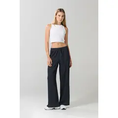 KOAJ - Pantalón azul palazzo con rayas, tiro alto y bota ancha Mujer