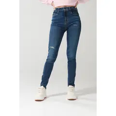 KOAJ - Jean jegging con tiro súper alto azul oscuro y rotos Mujer