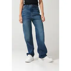 KOAJ - Jean azul oscuro bota recta 90´S con tiro alto Mujer