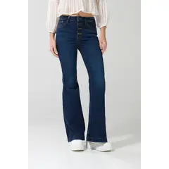 KOAJ - Jean flare azul oscuro con tiro alto, bota ancha y boto Mujer