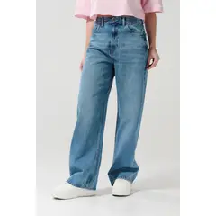 KOAJ - Jean bota ancha azul baggy con tiro medio y bolsillos