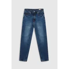 KOAJ - Jean mom con tiro súper alto azul oscuro y bota recta Mujer