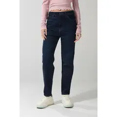 KOAJ - Jean mom súper tiro alto azul con bota recta y cremall Mujer
