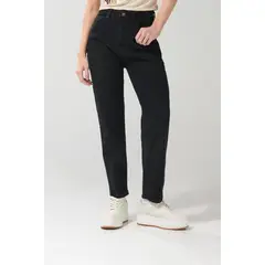 KOAJ - Jean mom negro con bota recta y súper tiro alto Mujer