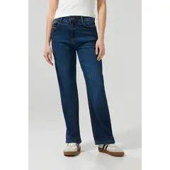 KOAJ - Jean straight leg azul medio con tiro alto y bota recta
