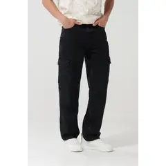 KOAJ - Jean cargo gris intenso con bota recta y tiro medio
