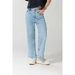 KOAJ - Jean azul claro 90´S con bota recta corta y tiro alto Mujer