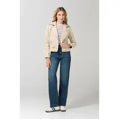 KOAJ - Chaqueta unicolor tipo biker con solapas amplias Mujer