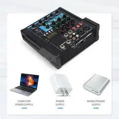 GENERICO - Bake Mezclador De 4 Canales Consola De Mezcla De Sonido Dos Microfonos
