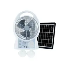 GENERICO - Ventilador Portátil Recargable 2 Bombillos Panel Solar Modelo N288