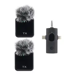 JALTECH - Micrófono TX Peludo 3 en 1 Set X2 para Vlog, Streaming y Entrevistas