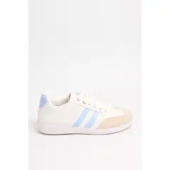 KOAJ - Tenis casuales blancos con cordones y contrastes azules Mujer