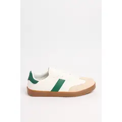 KOAJ - Tenis cremas casuales con contrastes verdes y perforaci Hombre