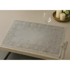 GENERICO - Individual carpeta lujo punta rectangular SET X6 plateado