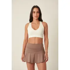 BELIFE - Top deportivo ivory con escote en espalda para mujer