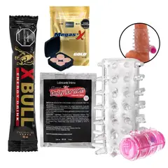 GENERICO - Kit Masculino Juguete Sexual Funda Pene +x2 Potenciador + Retardante