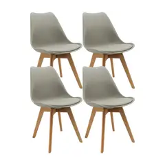 BOXBIT - Kit x4 Sillas Acolchadas Joly Grises