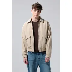 KOAJ - Chaqueta bomber kaki intensa con cuello trucker Hombre