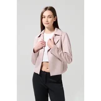 KOAJ - Chaqueta cazadora crop rosada con cuello trucker Mujer