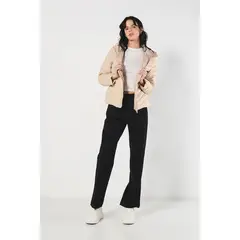 KOAJ - Chaqueta acolchada unicolor con bolsillos y capota Mujer