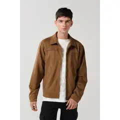 KOAJ - Chaqueta cuello trucker unicolor con cierre de cremalle Hombre