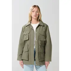 KOAJ - Chaqueta unicolor con bolsillos de parche y cuello truc Mujer