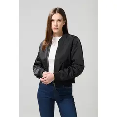 KOAJ - Chaqueta bomber corta unicolor bolsillos y cremaller Mujer