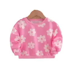 100 - Sueter Color Rosa Con Margaritas