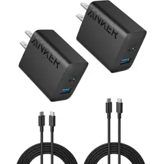ANKER - CARGADOR 20W USB-C + USB-A CARGA RAPIDA + Cable USB-C Pack x2
