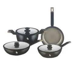 SCHAFFHAUSEN - Set Ollas 7 Piezas Marmol Granito Antiadherente Schaffhousen Premium