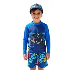 1AMIGO - Traje de baño Infantil Buzo Pantaloneta y Gorra - Videojuegos