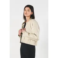 KOAJ - Chaqueta bomber tipo crop en efecto piel en tonos uni Mujer