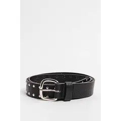 KOAJ - Cinturón negro sintético con taches metálicos y hebilla Mujer