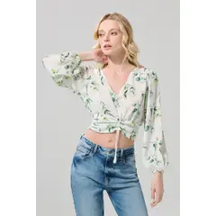 KOAJ - Blusa con escote V unicolor y pliegues en cintura Mujer