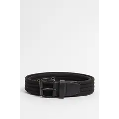 KOAJ - Cinturón negro tipo reata con ojaletes metálicos Hombre