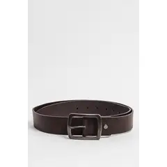 KOAJ - Cinturón café oscuro con hebilla metálica cuadrada Hombre