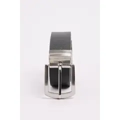 KOAJ - Cinturón reversible negro con texturas de líneas diagon Hombre