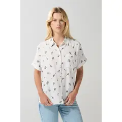 KOAJ - Blusa estampada crema clara con manga corta Mujer