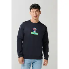 KOAJ - Buzo azul intenso cuello redondo con arte de Plaza Sésa Hombre