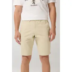 KOAJ - Bermuda unicolor en dril ajustada con tiro bajo y bolsi Hombre