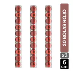 GIO HOME - Tubos Bolas X30 Rojo Brillanteescarchado 6 Cm