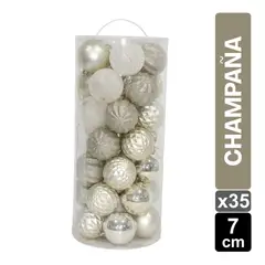 GIO HOME - Set X 35 Bolas Navideñas Champaña 7 Cm