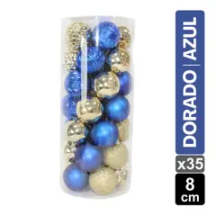 GIO HOME - Set X 35 Bolas Navideñas Surtidas Doradoazul 8Cm